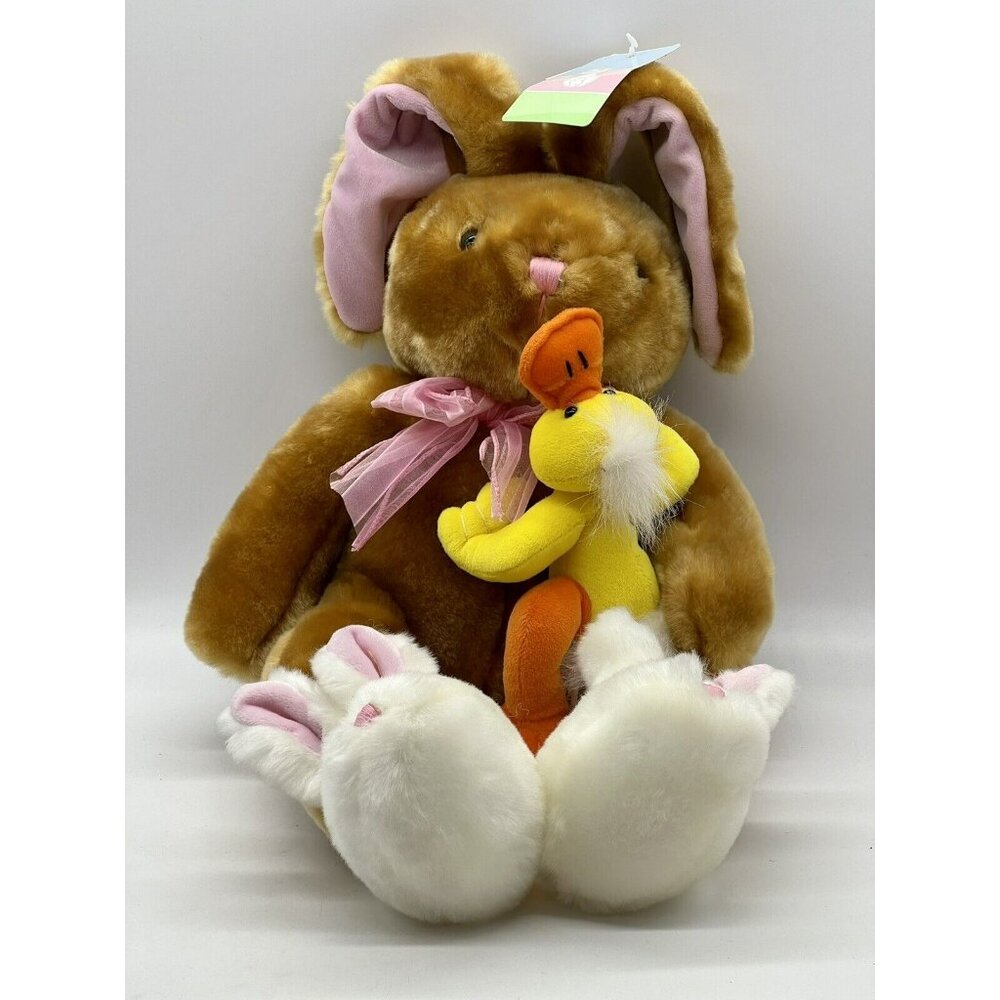 Dan Dee Collectors Choice Rabbit Plush with Baby Duck‎ Wearing Bunny Slippers